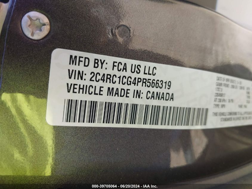 2023 Chrysler Voyager Lx VIN: 2C4RC1CG4PR566319 Lot: 39705064