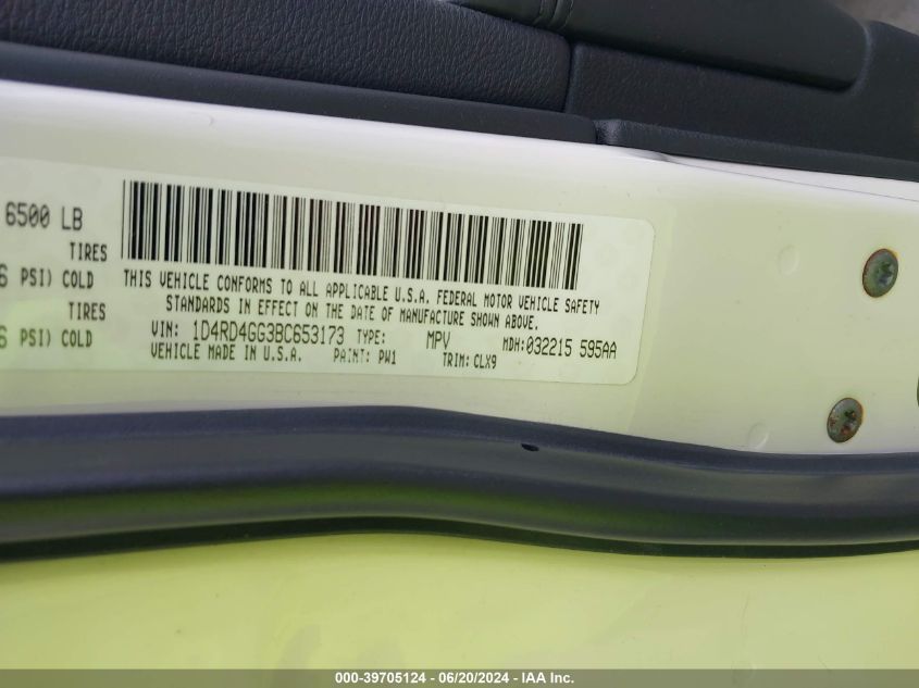 2011 Dodge Durango Crew VIN: 1D4RD4GG3BC653173 Lot: 39705124
