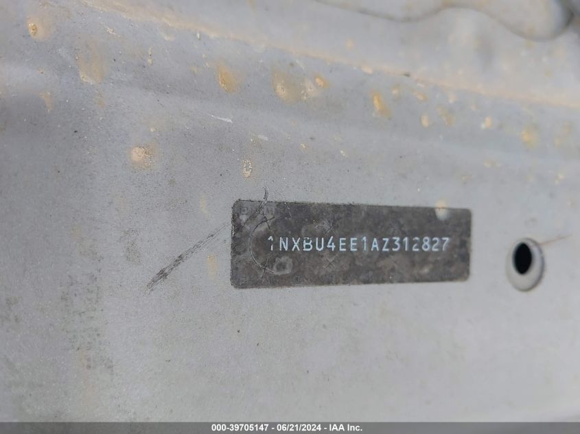 2010 Toyota Corolla S/Le/Xle VIN: 1NXBU4EE1AZ312827 Lot: 39705147