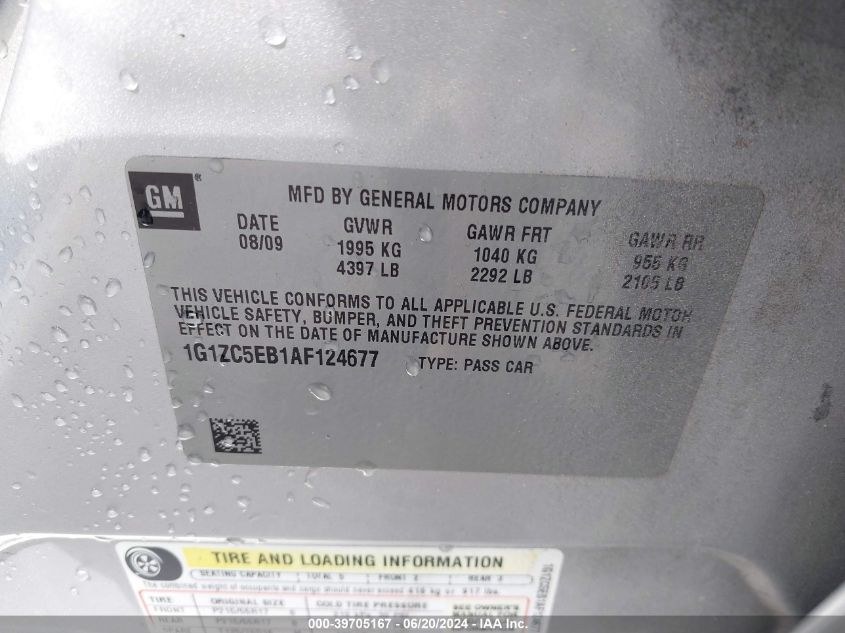 2010 Chevrolet Malibu Lt VIN: 1G1ZC5EB1AF124677 Lot: 39705167