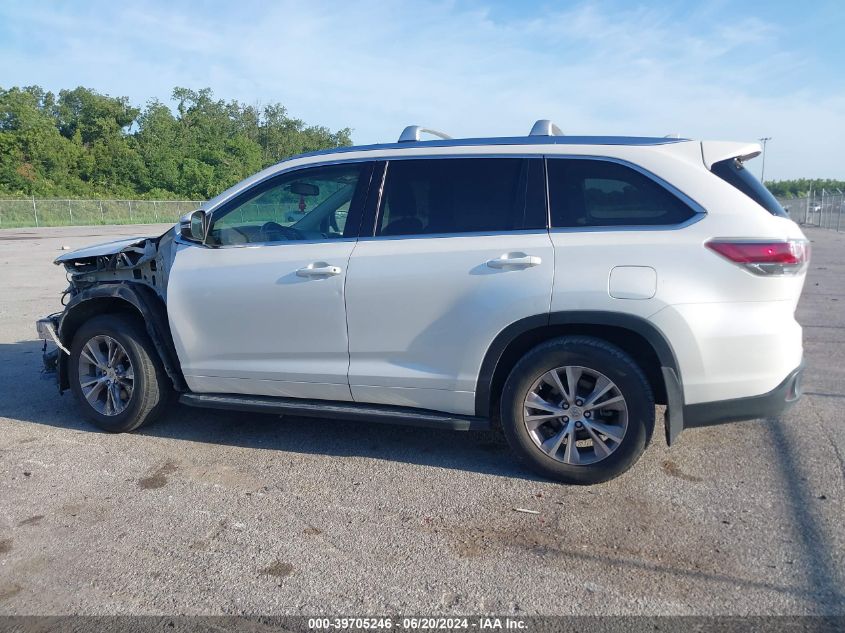 2015 Toyota Highlander Xle V6 VIN: 5TDKKRFH8FS051126 Lot: 39705246