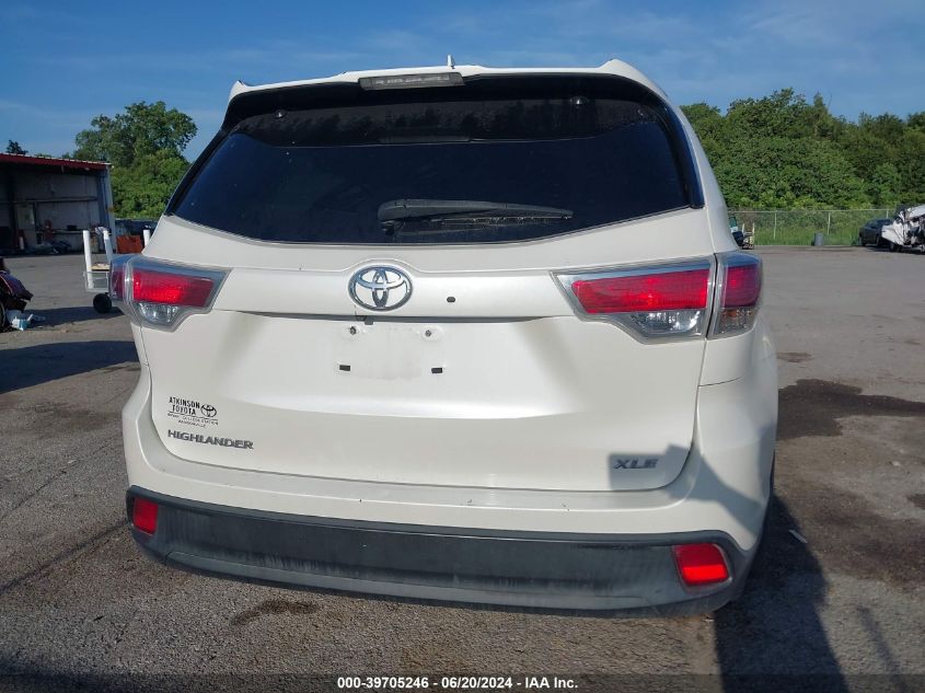 2015 Toyota Highlander Xle V6 VIN: 5TDKKRFH8FS051126 Lot: 39705246