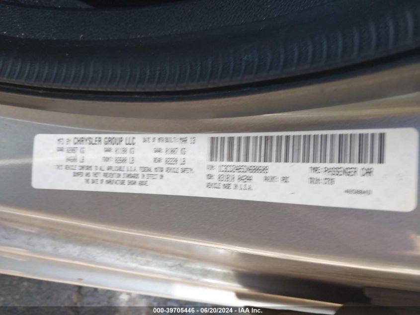 2013 Dodge Avenger Se VIN: 1C3CDZAB5DN680609 Lot: 39705446