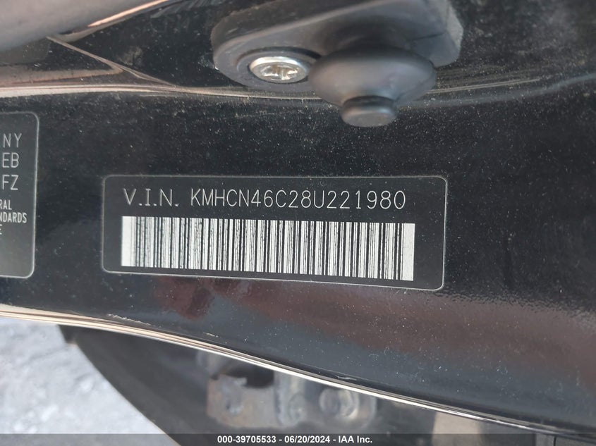 2008 Hyundai Accent Gls VIN: KMHCN46C28U221980 Lot: 39705533