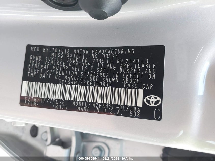 2024 TOYOTA COROLLA SE - 5YFS4MCE1RP190812