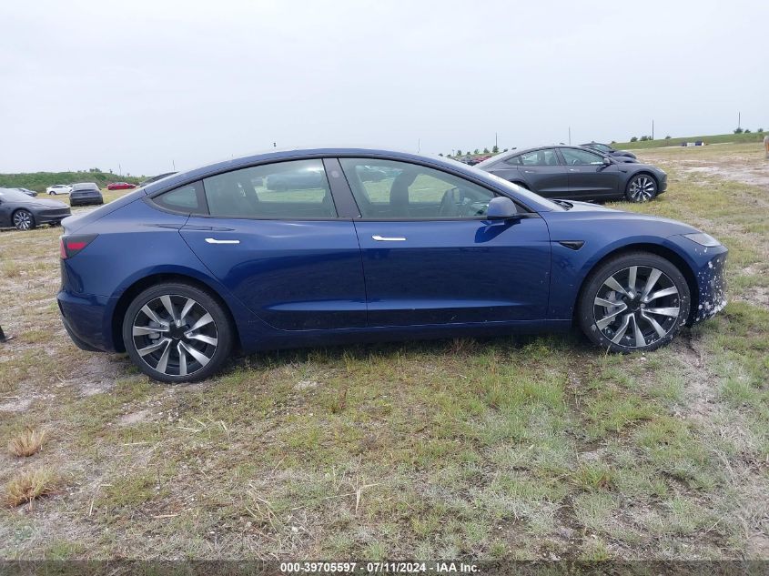 2024 Tesla Model 3 Rear-Wheel Drive VIN: 5YJ3E1EA7RF765503 Lot: 39705597