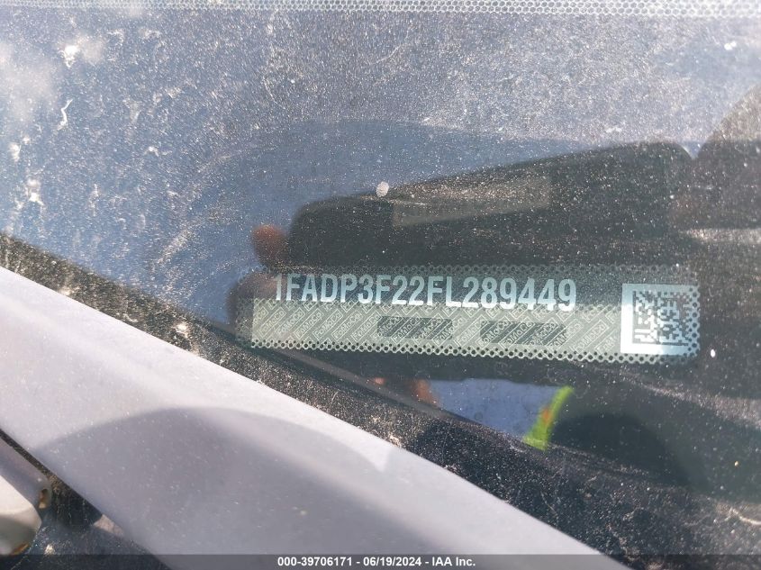 2015 Ford Focus Se VIN: 1FADP3F22FL289449 Lot: 39706171