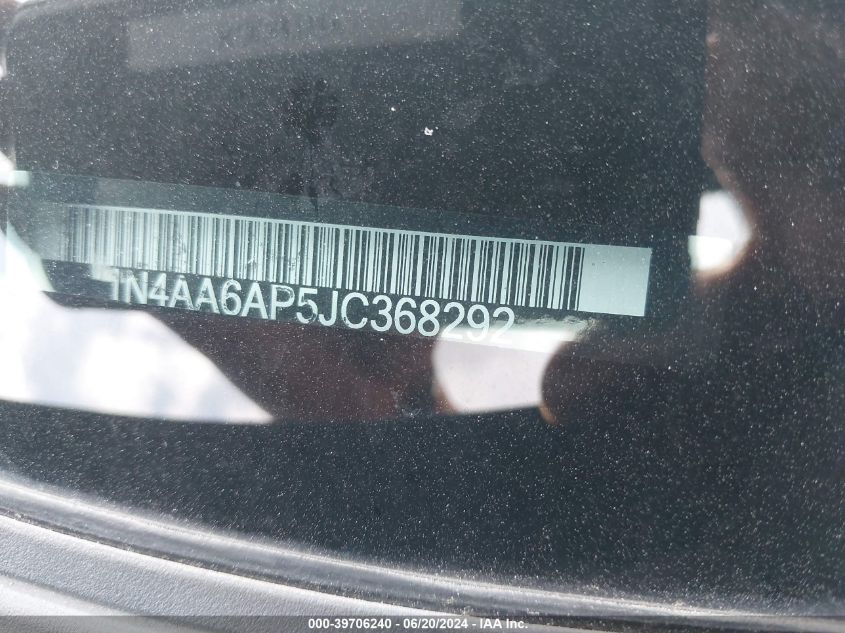 2018 Nissan Maxima 3.5 Sv VIN: 1N4AA6AP5JC368292 Lot: 39706240