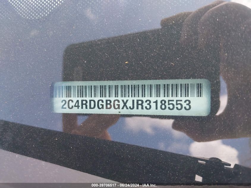 2018 Dodge Grand Caravan Se VIN: 2C4RDGBGXJR318553 Lot: 39706517
