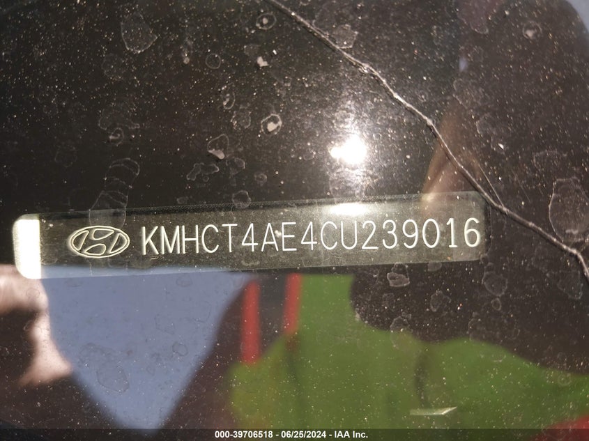 2012 Hyundai Accent Gls VIN: KMHCT4AE4CU239016 Lot: 39706518