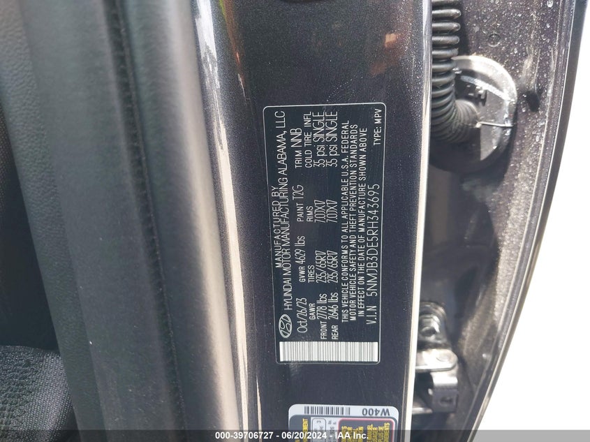 2024 HYUNDAI TUCSON SEL - 5NMJB3DE5RH343695