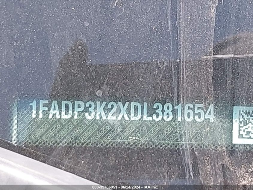 2013 Ford Focus Se VIN: 1FADP3K2XDL381654 Lot: 39706951