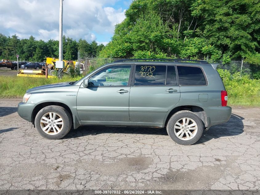 2007 Toyota Highlander Hybrid V6 VIN: JTEEW21AX70035528 Lot: 39707032