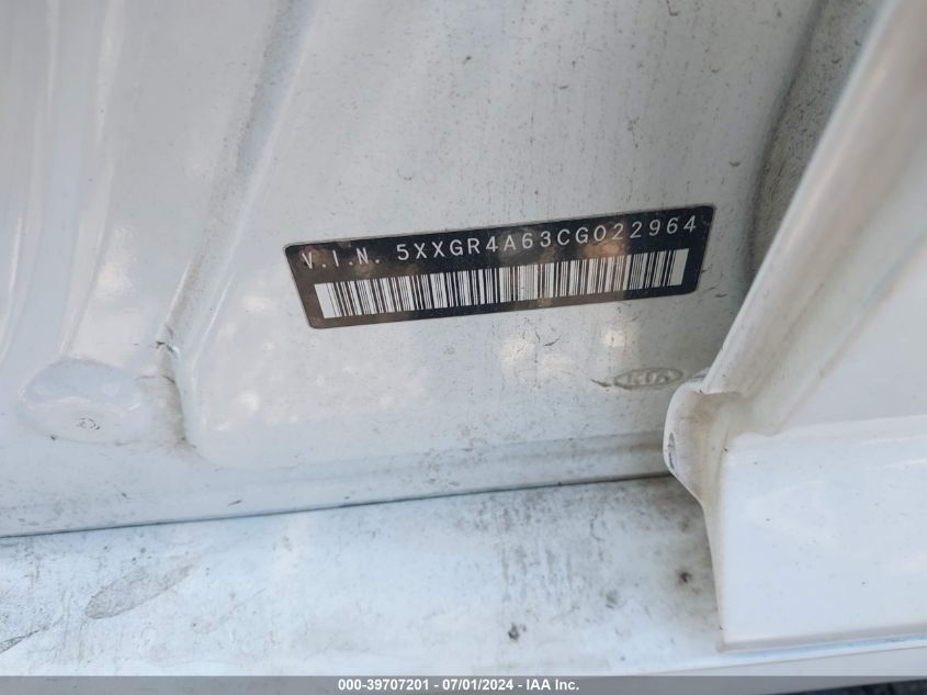 2012 Kia Optima Sx VIN: 5XXGR4A63CG022964 Lot: 39707201