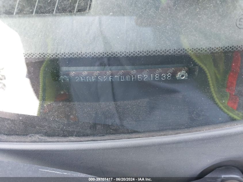 2004 Honda Civic Ex VIN: 2HGES26744H521838 Lot: 39707417