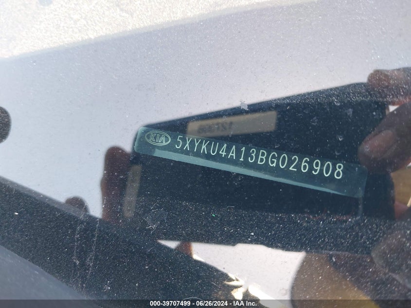 2011 Kia Sorento Ex VIN: 5XYKU4A13BG026908 Lot: 39707499