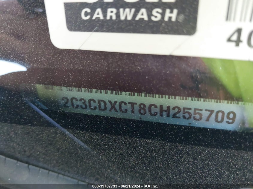 2012 Dodge Charger R/T VIN: 2C3CDXCT8CH255709 Lot: 39707793