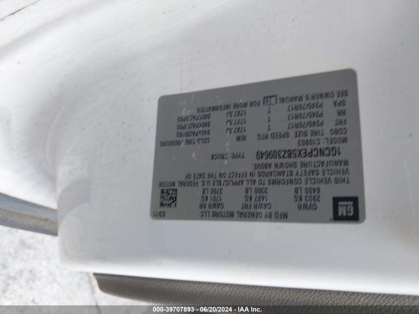 2011 Chevrolet Silverado 1500 Work Truck VIN: 1GCNCPEX5BZ309649 Lot: 39707893