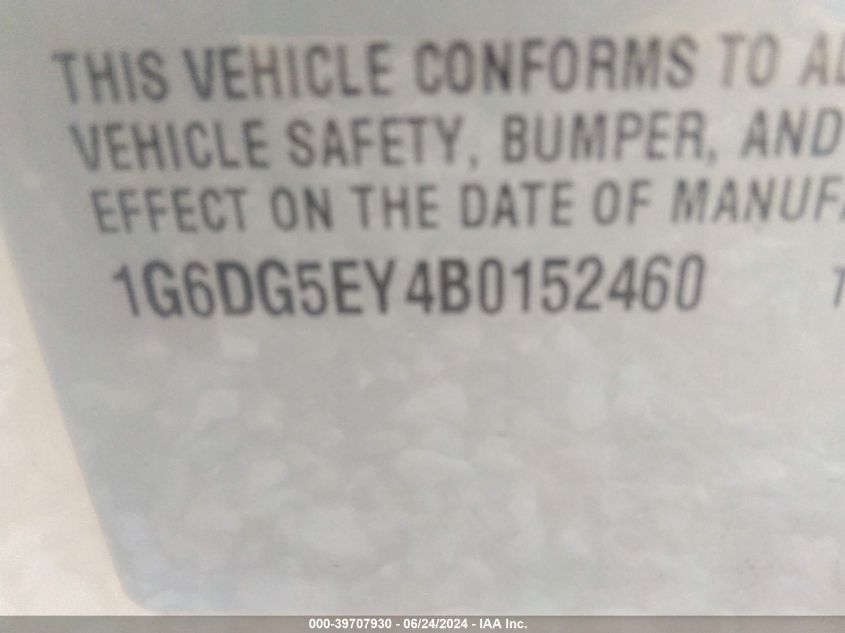 2011 Cadillac Cts Luxury VIN: 1G6DG5EY4B0152460 Lot: 39707930