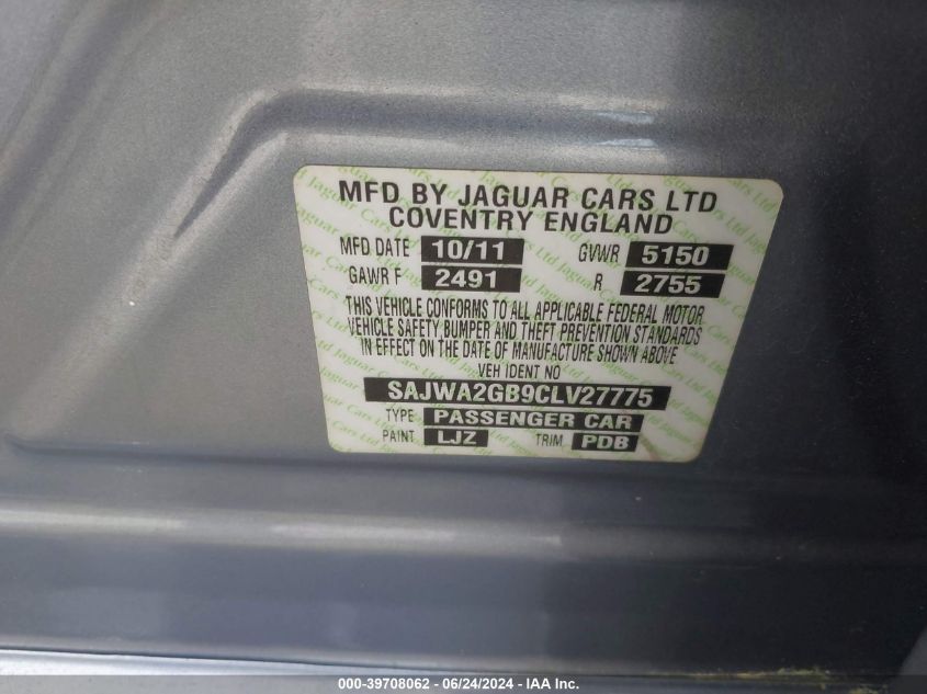 2012 Jaguar Xj Xjl Portfolio VIN: SAJWA2GB9CLV27775 Lot: 39708062