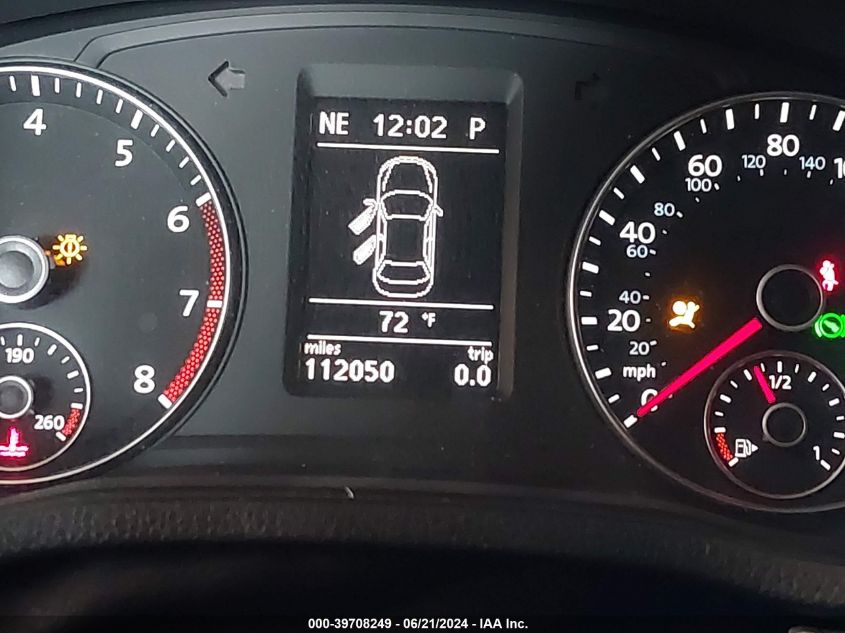 2012 Volkswagen Passat Se VIN: 1VWBH7A33CC061846 Lot: 39708249