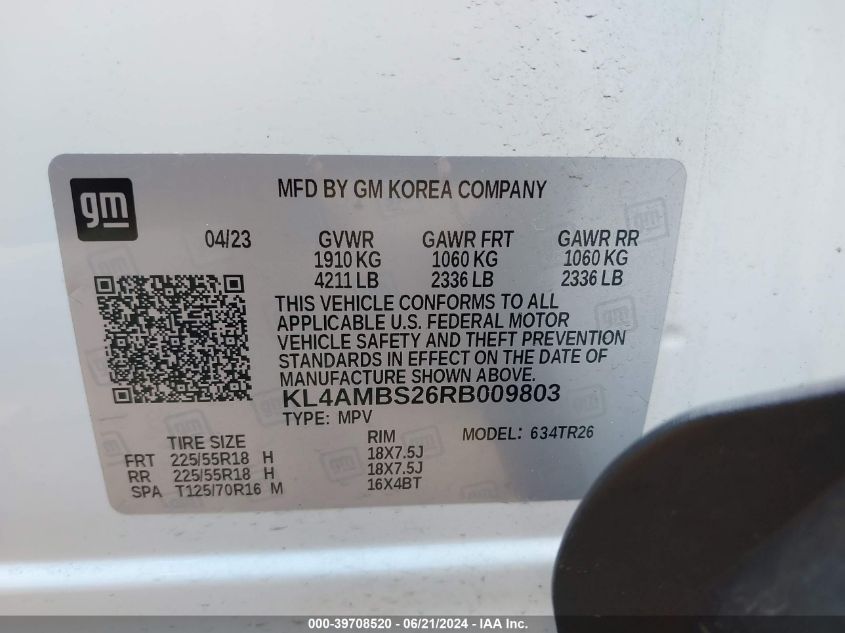 2024 Buick Encore Gx Preferred Fwd VIN: KL4AMBS26RB009803 Lot: 39708520