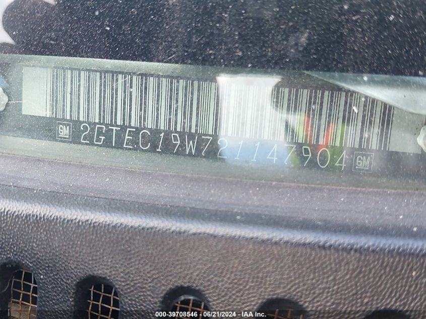 2002 GMC Sierra 1500 C1500 VIN: 2GTEC19W721147904 Lot: 39708546