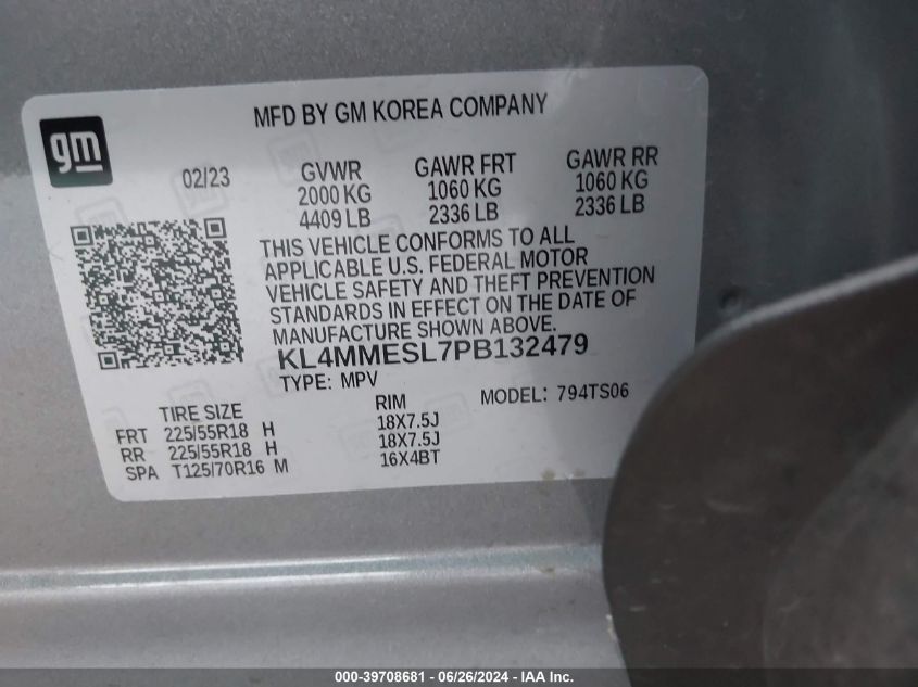 2023 Buick Encore Gx Select VIN: KL4MMESL7PB132479 Lot: 39708681