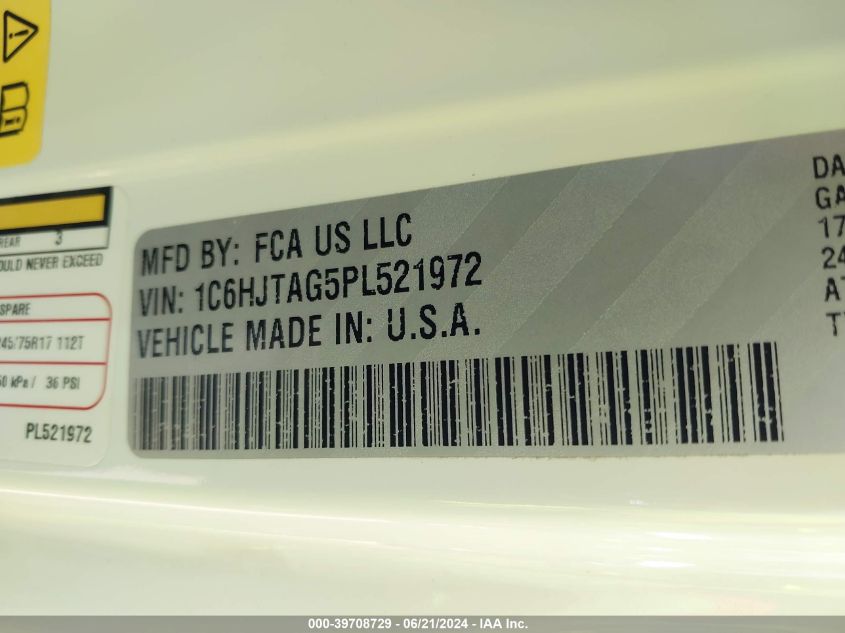 2023 Jeep Gladiator Sport S 4X4 VIN: 1C6HJTAG5PL521972 Lot: 39708729