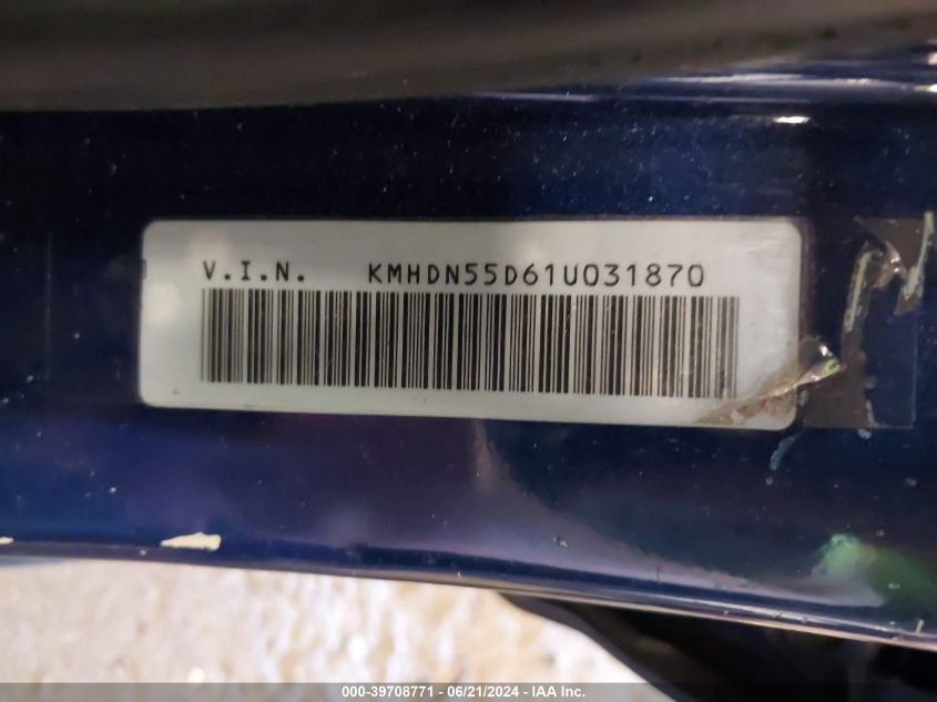 2001 Hyundai Elantra Gls/Gt VIN: KMHDN55D61U031870 Lot: 39708771