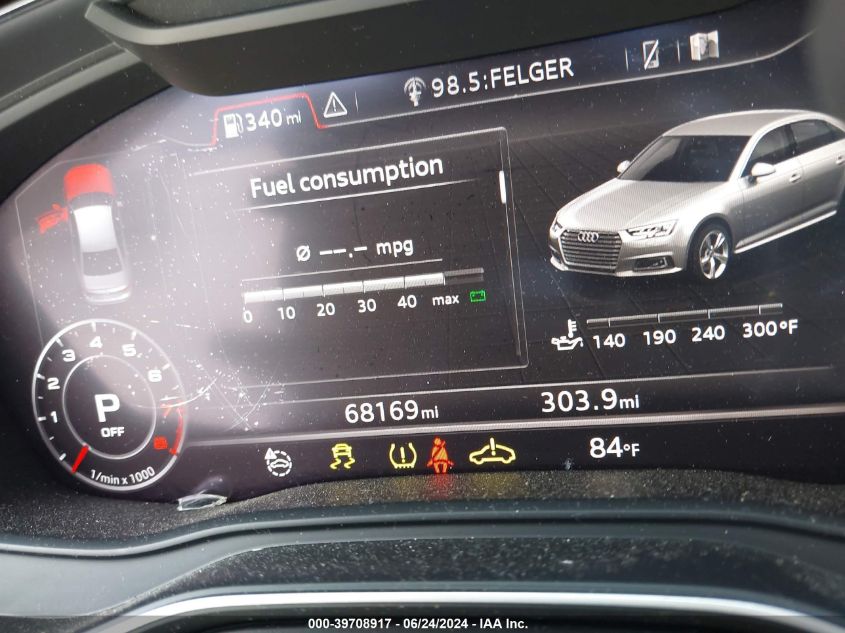 2017 Audi A4 2.0T Premium VIN: WAUFNBF4XHN036744 Lot: 39708917