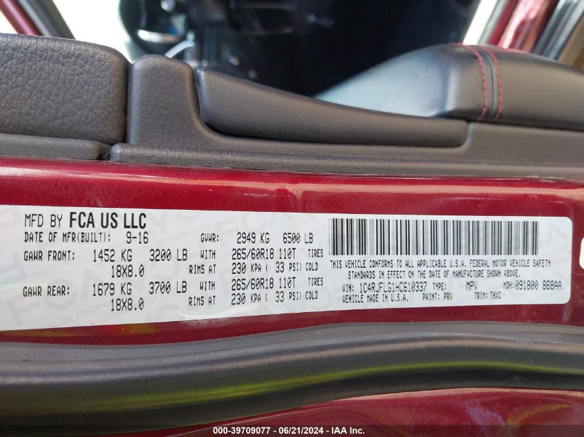 2017 Jeep Grand Cherokee Trailhawk VIN: 1C4RJFLG1HC610337 Lot: 39709077