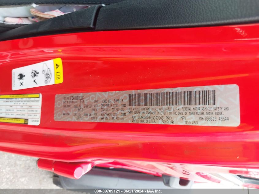 2020 Jeep Wrangler Unlimited Sport Altitude 4X4 VIN: 1C4HJXDN6LW143146 Lot: 39709121