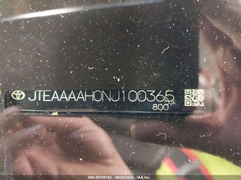 2022 Toyota Venza Limited VIN: JTEAAAAH0NJ100365 Lot: 39709182