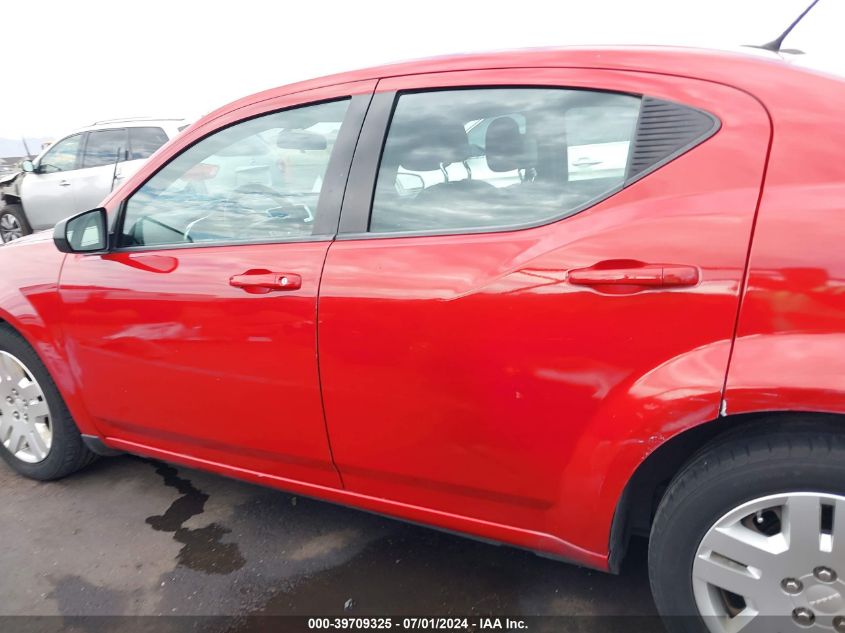 2012 Dodge Avenger Se VIN: 1C3CDZAB9CN272709 Lot: 39709325