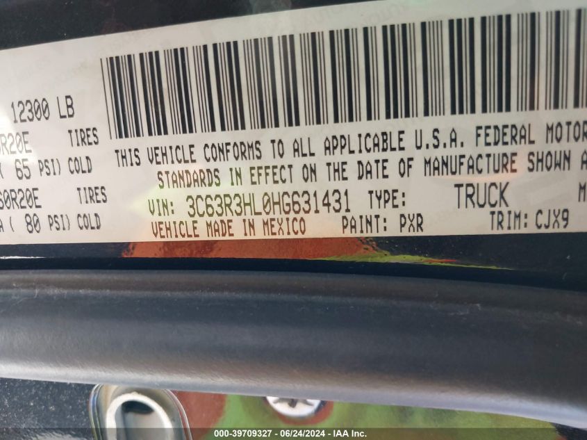 2017 Ram 3500 Lone Star 4X4 8' Box VIN: 3C63R3HL0HG631431 Lot: 39709327