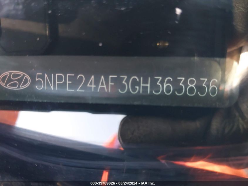 2016 Hyundai Sonata Se VIN: 5NPE24AF3GH363836 Lot: 39709826