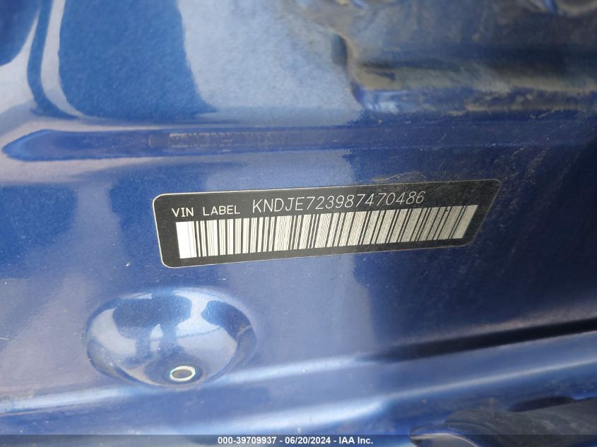 2008 Kia Sportage Lx V6 VIN: KNDJE723987470486 Lot: 39709937