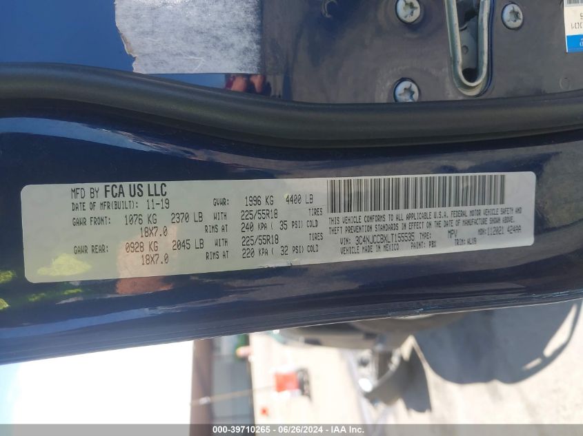 2020 Jeep Compass Limited Fwd VIN: 3C4NJCCBXLT155535 Lot: 39710265