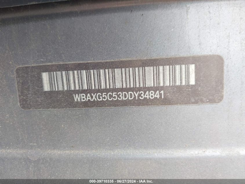 2013 BMW 528I VIN: WBAXG5C53DDY34841 Lot: 39710335