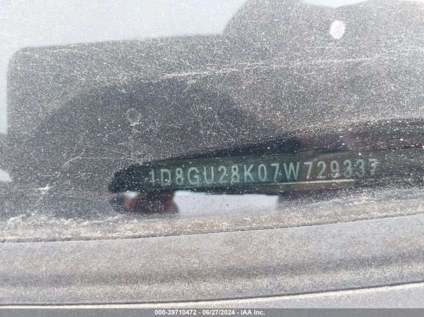 2007 Dodge Nitro Sxt VIN: 1D8GU28K07W729337 Lot: 39710472