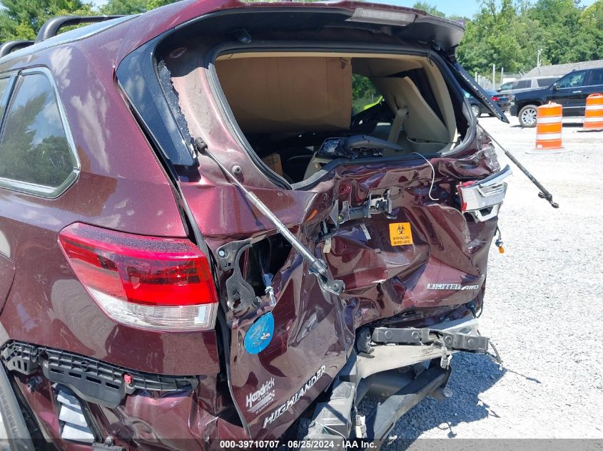 2019 Toyota Highlander Limited VIN: 5TDDZRFH6KS961744 Lot: 39710707