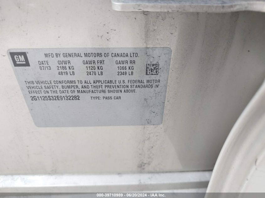 2014 Chevrolet Impala Lt VIN: 2G1125S32E9132282 Lot: 39710989