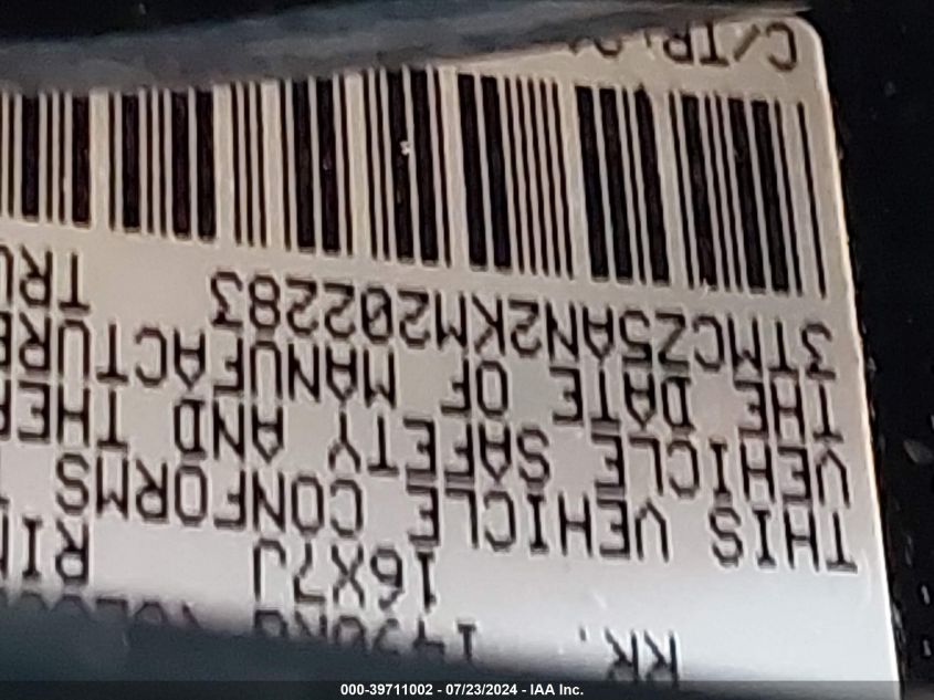 2019 Toyota Tacoma Trd Off Road VIN: 3TMCZ5AN2KM202283 Lot: 39711002