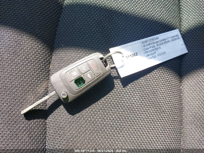 2016 Chevrolet Cruze Limited Lt VIN: 1G1PE5SB5G7225777 Lot: 39711235