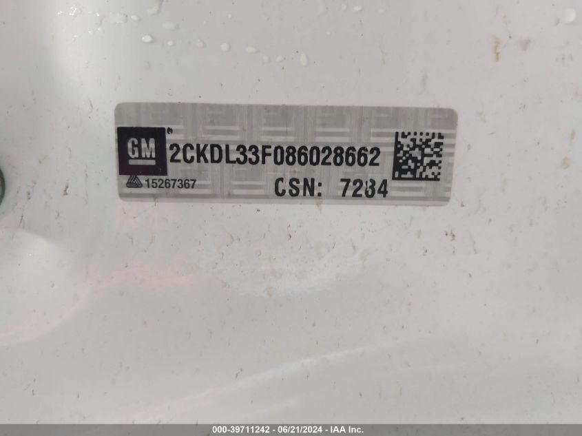 2008 Pontiac Torrent VIN: 2CKDL33F086028662 Lot: 39711242