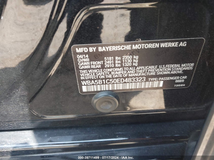 2014 BMW 535I - WBA5B1C50ED483323