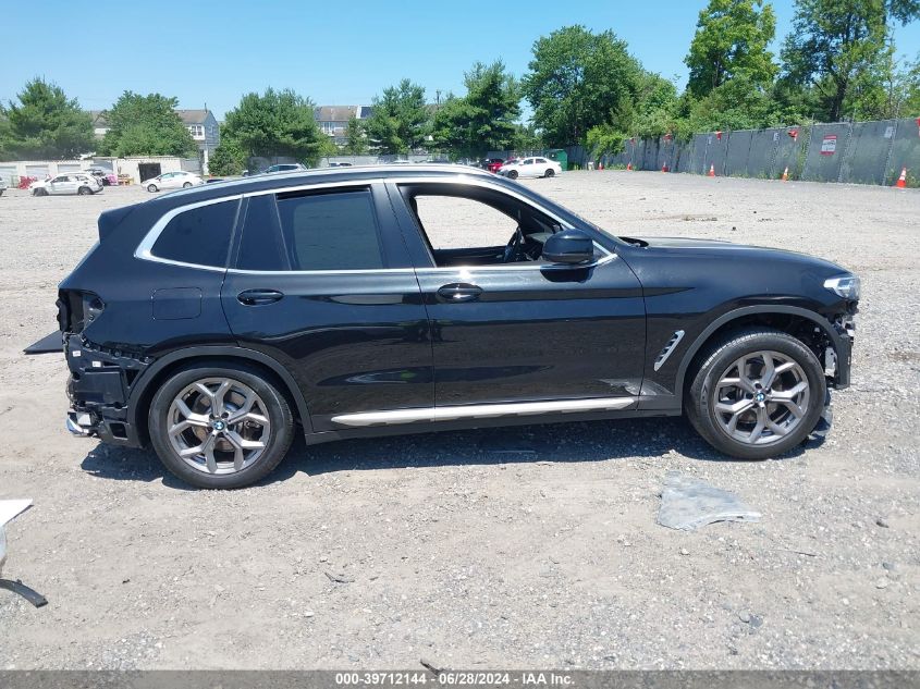 2022 BMW X3 xDrive30I VIN: 5UX53DP01N9J36925 Lot: 39712144