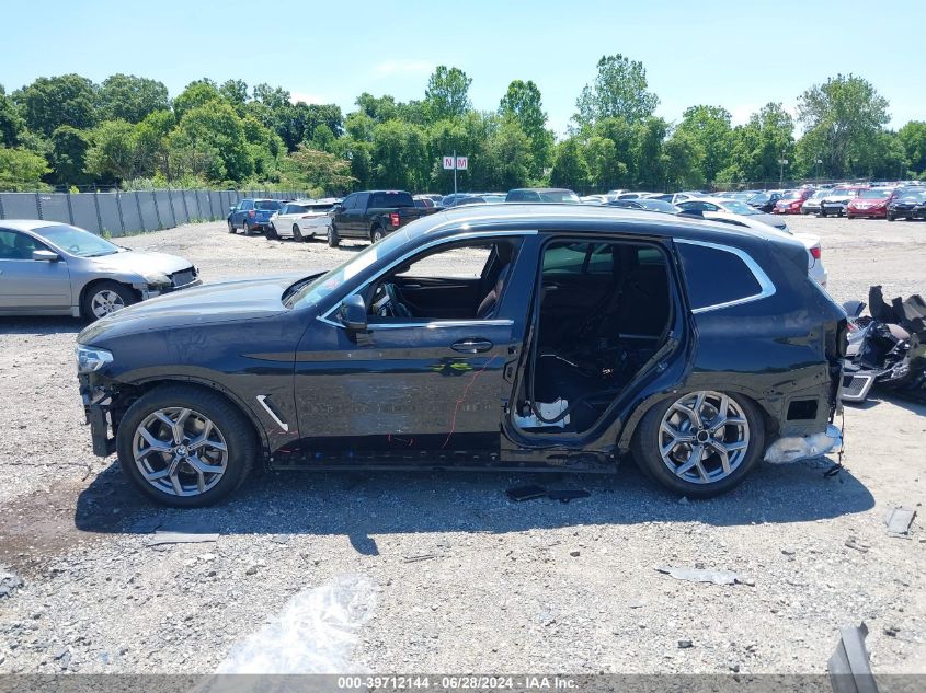 2022 BMW X3 xDrive30I VIN: 5UX53DP01N9J36925 Lot: 39712144