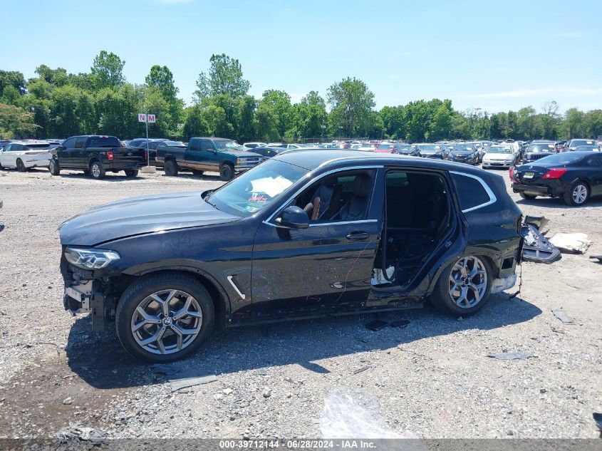 2022 BMW X3 xDrive30I VIN: 5UX53DP01N9J36925 Lot: 39712144